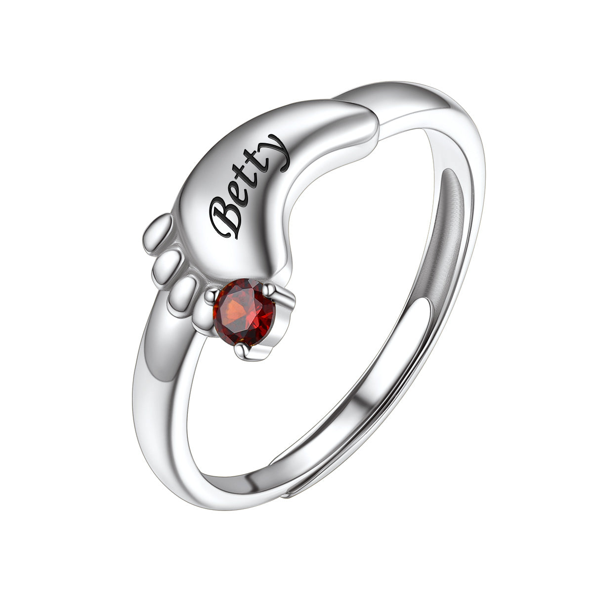 1 Footprint Mother's Birthstone Ring with Names