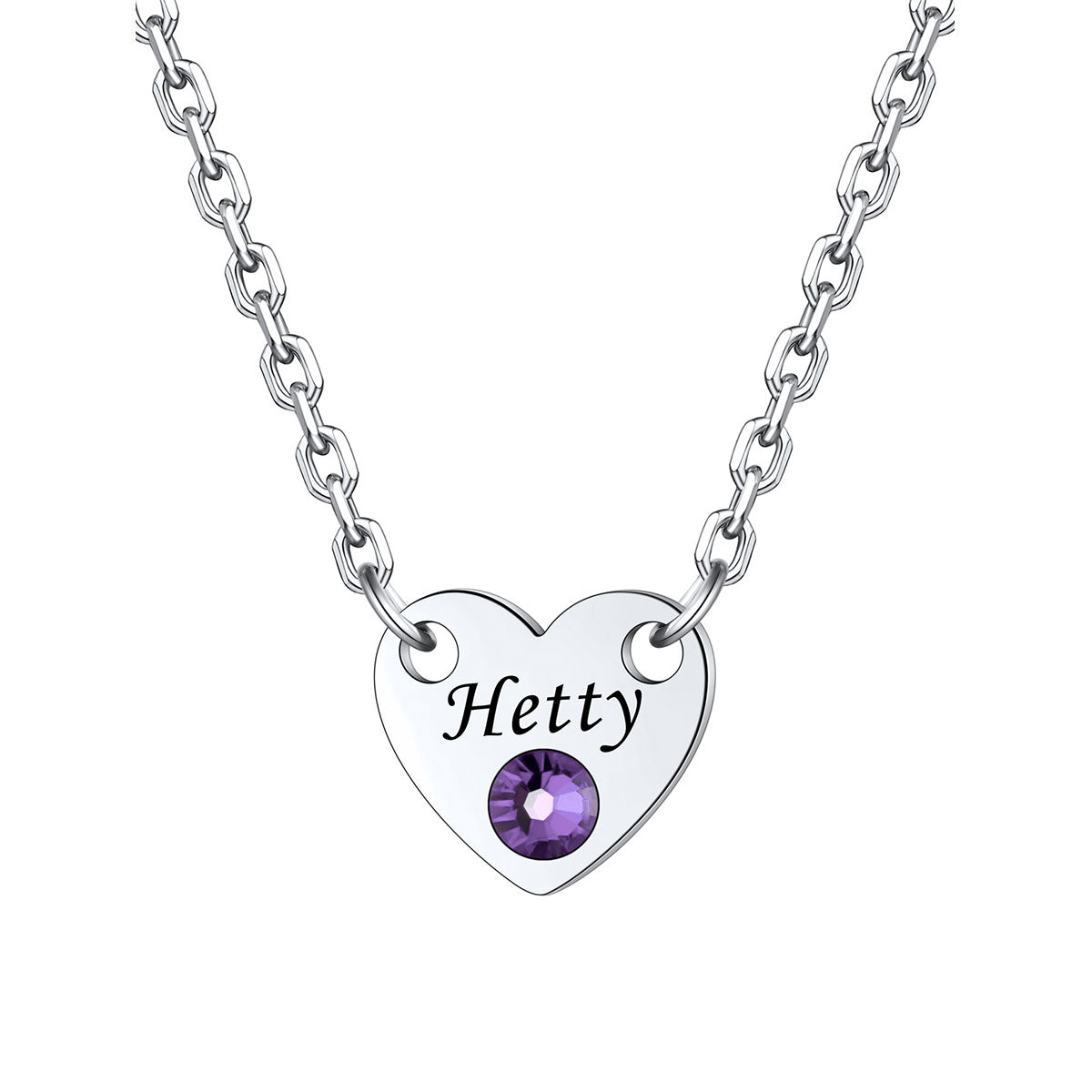 1 Hearts Name Birthstone Necklace