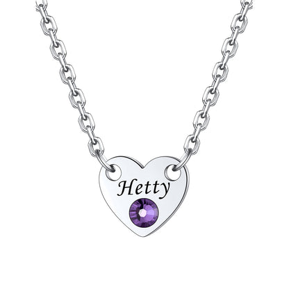 1 Hearts Name Birthstone Necklace