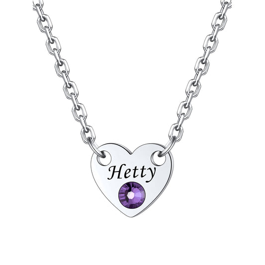 1 Hearts Name Birthstone Necklace