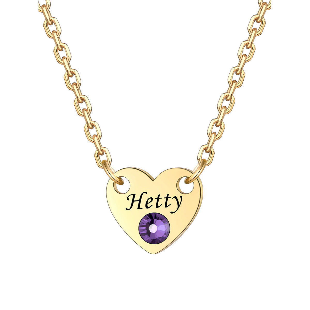 1 Hearts Name Birthstone Necklace Gold Plated