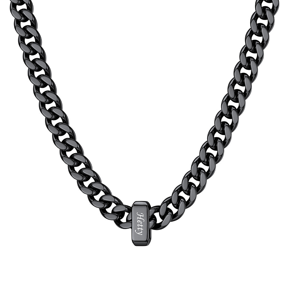 1 Name Cuban Link Necklace Black 7MM