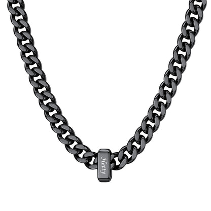 1 Name Cuban Link Necklace Black 7MM