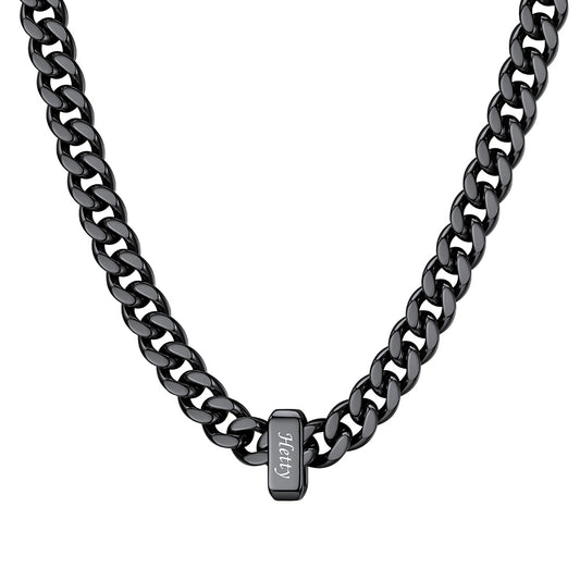 1 Name Cuban Link Necklace Black 7MM