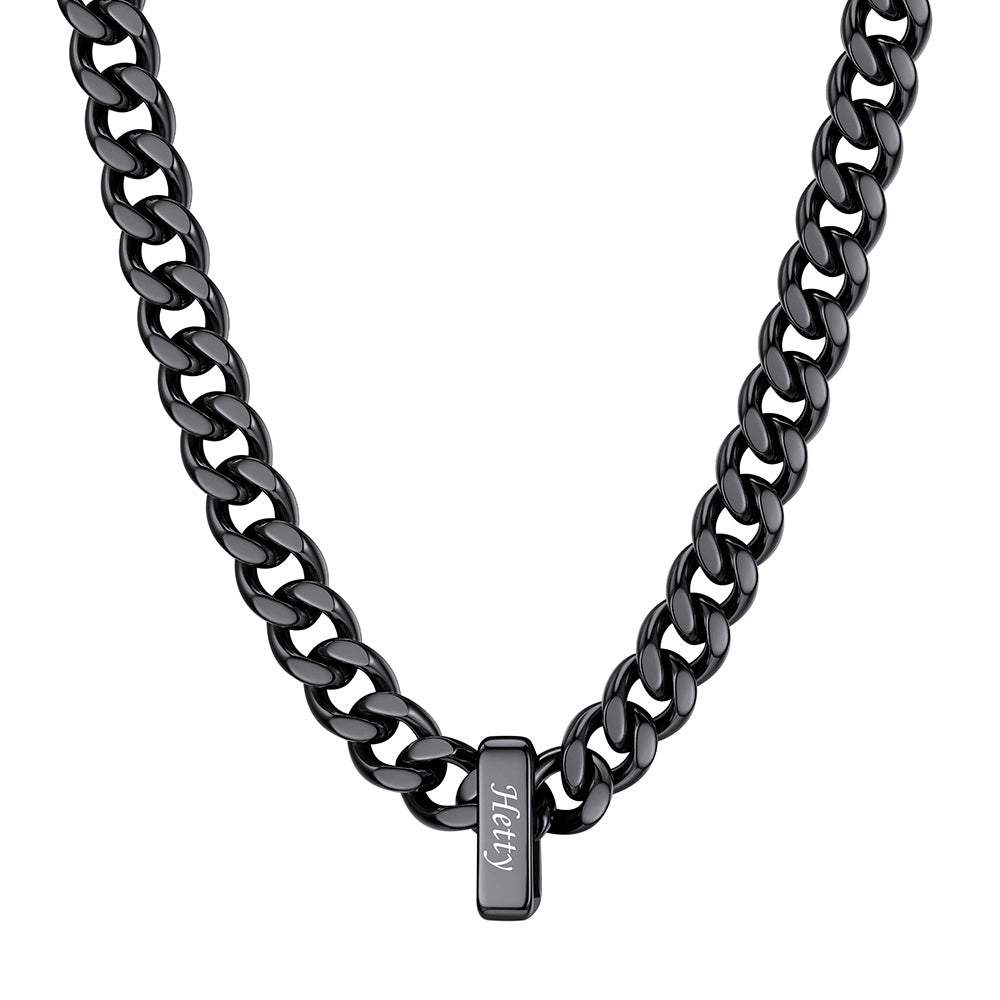 1 Name Cuban Link Necklace Black 9MM