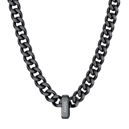 1 Name Cuban Link Necklace Black 9MM
