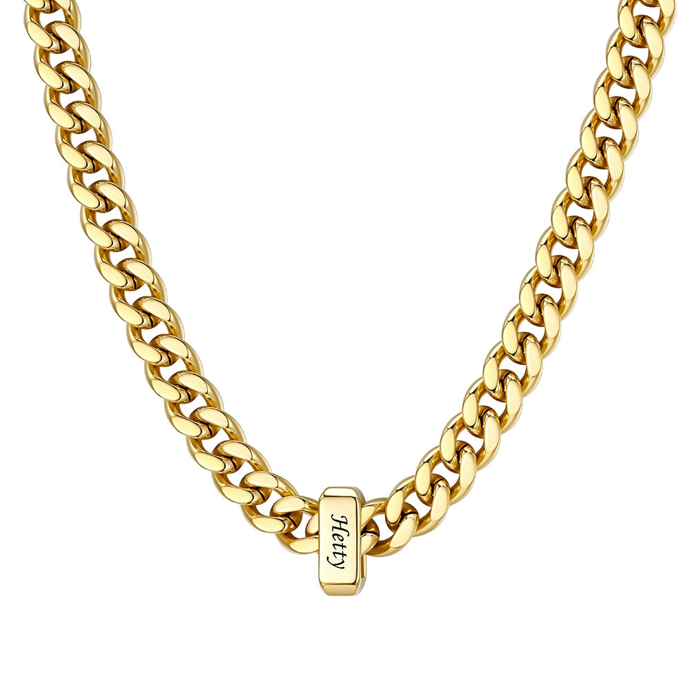 1 Name Cuban Link Necklace Gold 7MM