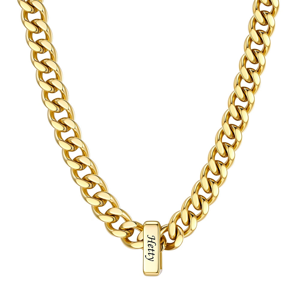 1 Name Cuban Link Necklace Gold 9MM