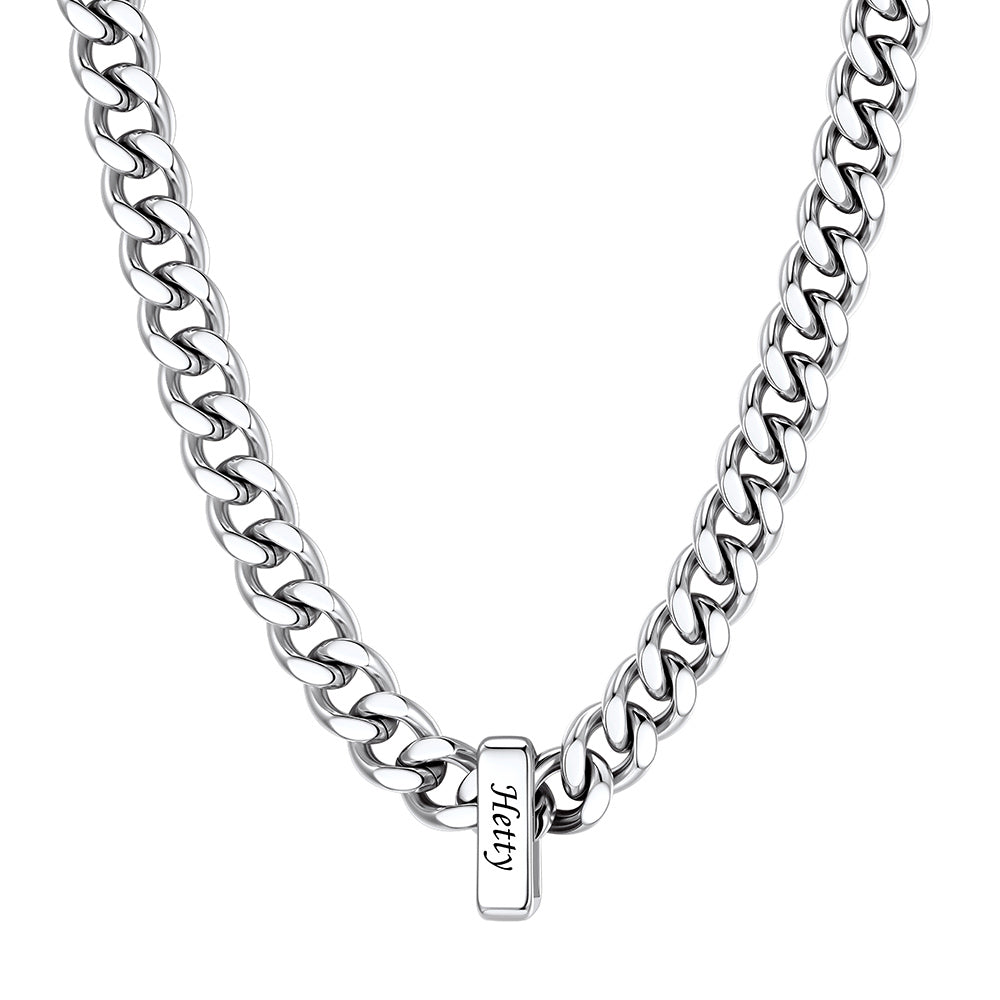 1 Name Cuban Link Necklace Steel 9MM