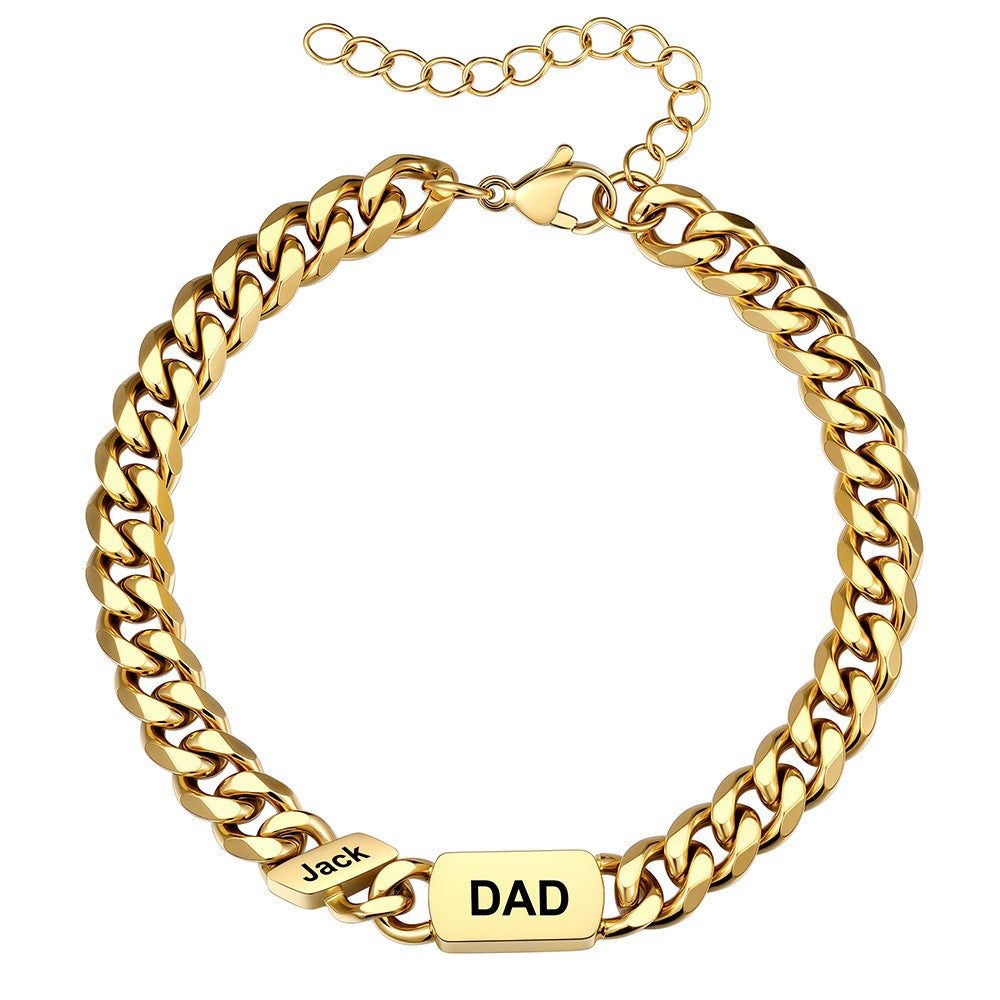 1 Names Cuban Chain Bracelet Gold Plated