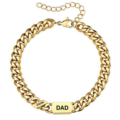 1 Names Cuban Chain Bracelet Gold Plated