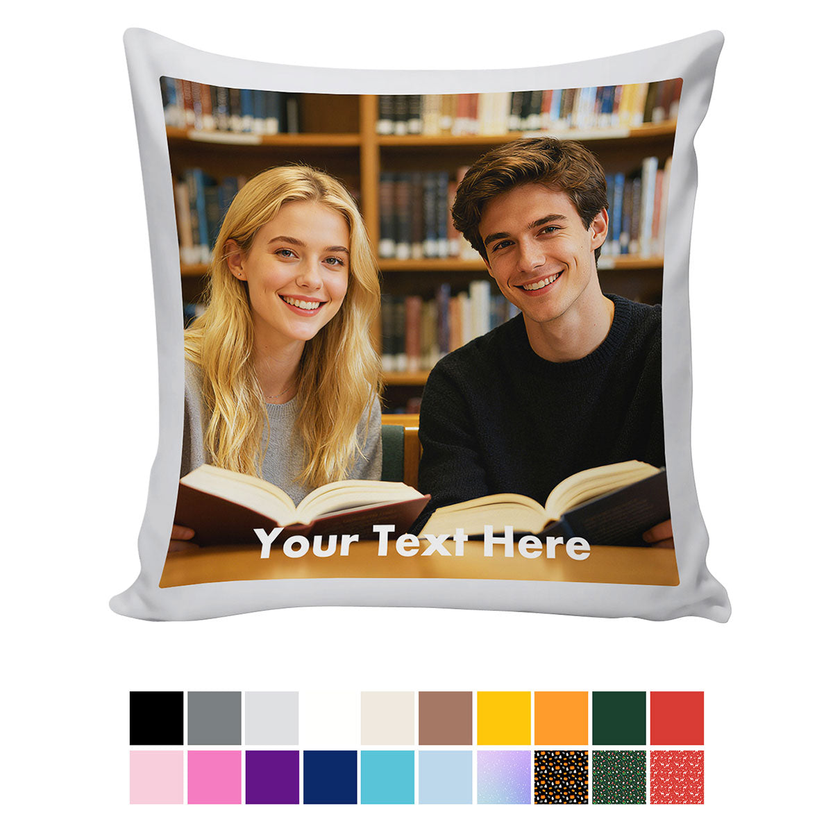 1 Photo Throw Pillow with Picture and Text Size