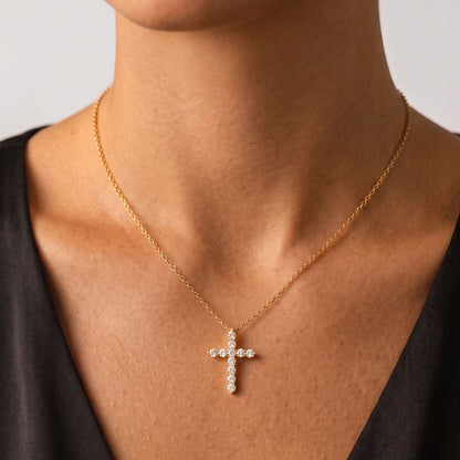 Sparkling Dainty Daimond Cross Necklace for Women
