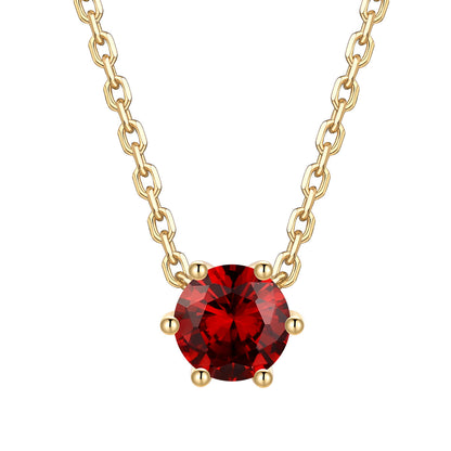 Round Cut January Birthstone Necklace on a white background