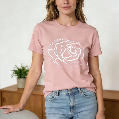 Custom Name Rose T Shirt for Mom 1-4 Names