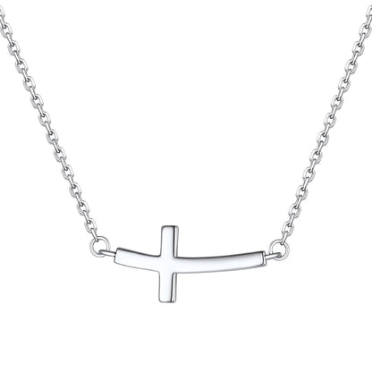 Concise Sideways Cross Necklace for Women