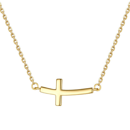 Concise Sideways Cross Necklace for Women