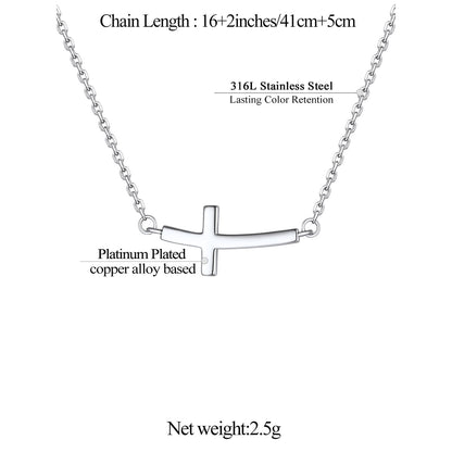 Concise Sideways Cross Necklace for Women