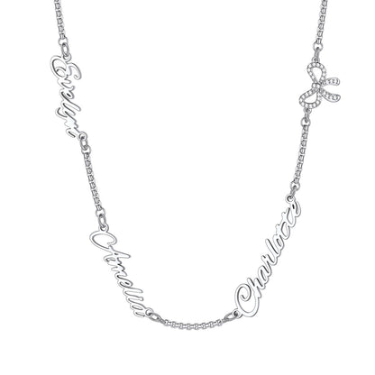 Personalized Name Necklace with CZ Heart Cross Bow for Women