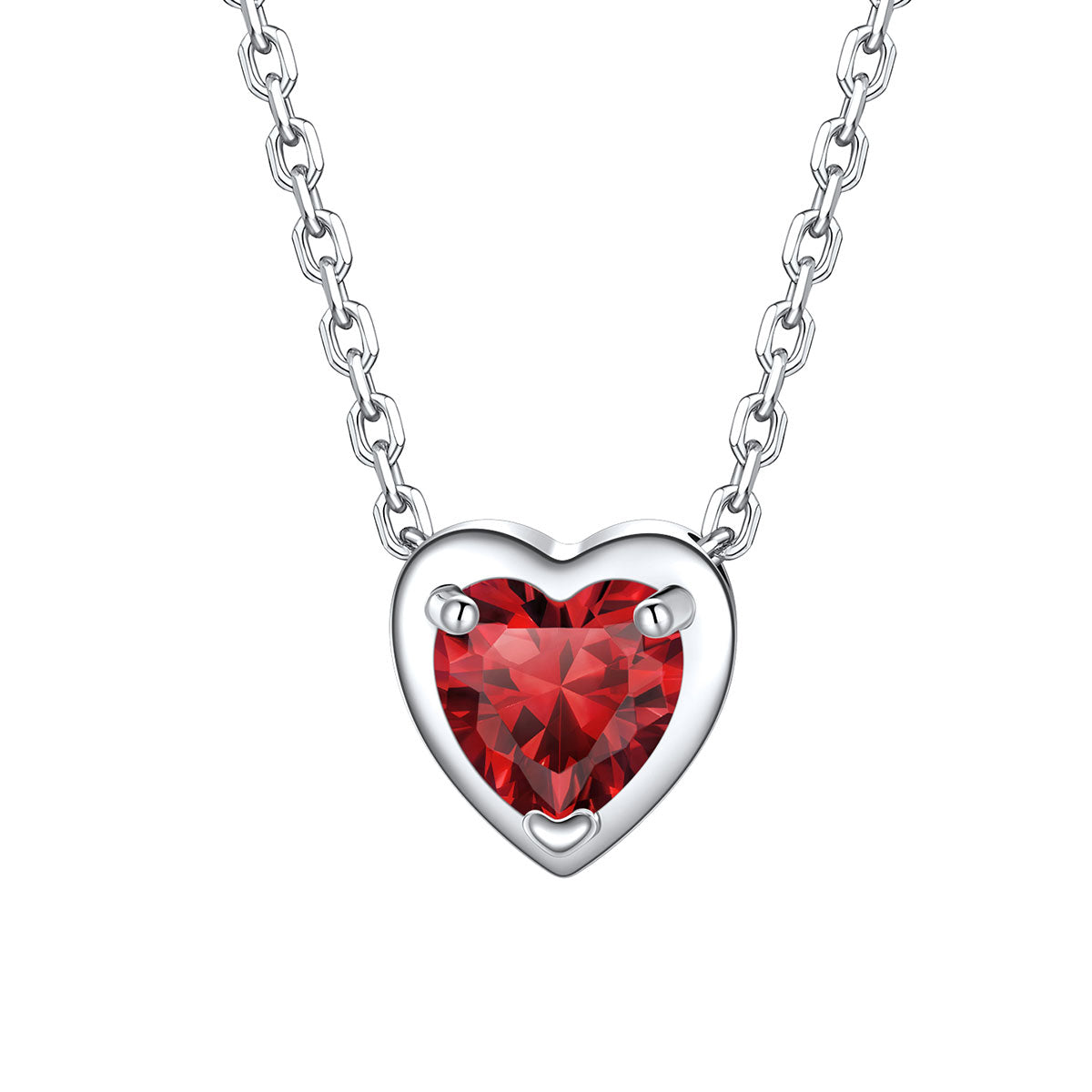 Silver Heart January Birthstone Necklace on a white background
