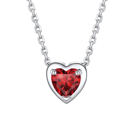 Silver Heart January Birthstone Necklace on a white background
