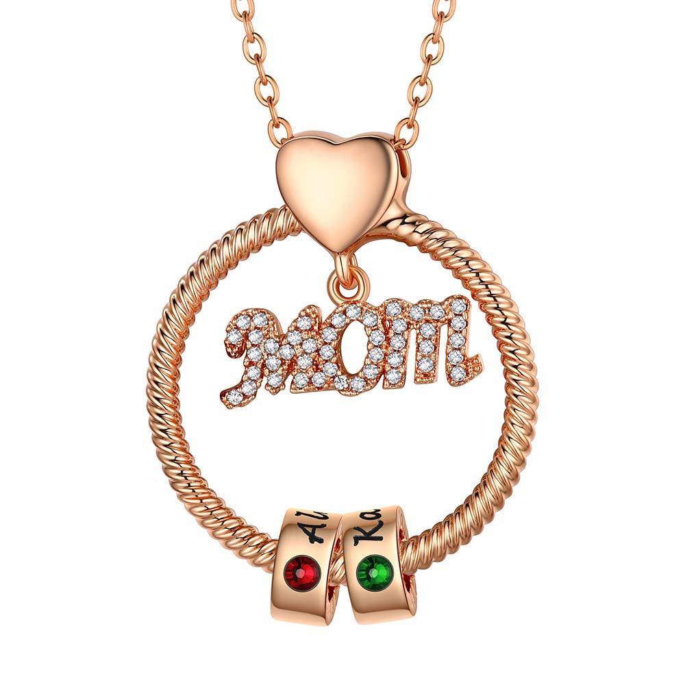 2 Birthstone Necklace Rose Gold