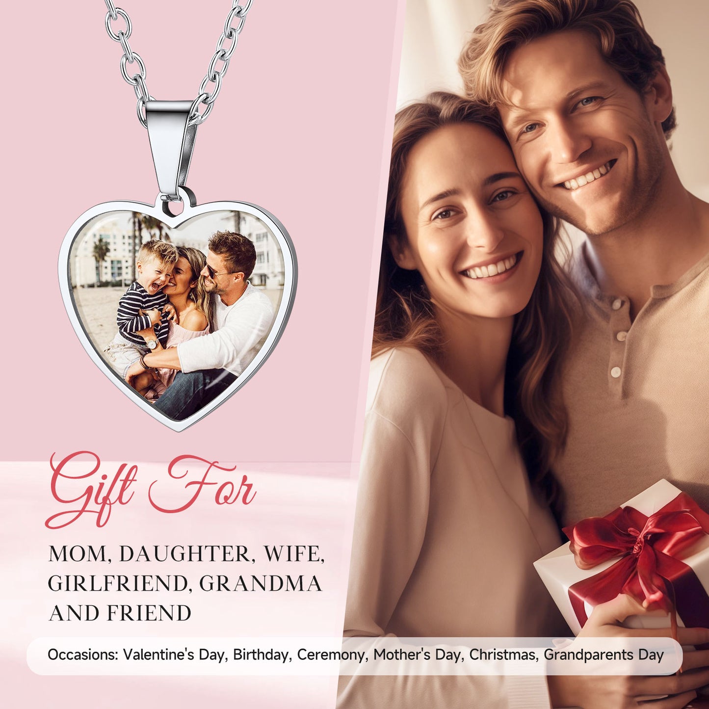 Personalized Heart Picture Necklaces for Women