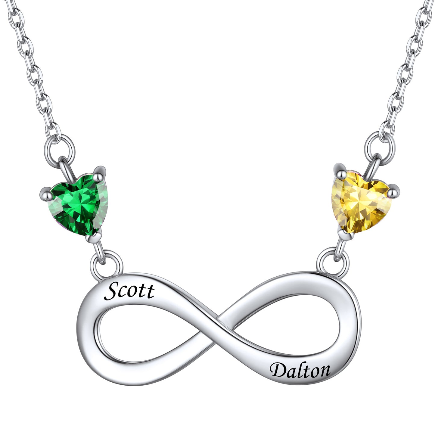 2 Birthstone Infinity Necklace Sterling Silver
