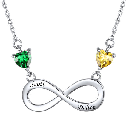2 Birthstone Infinity Necklace Sterling Silver