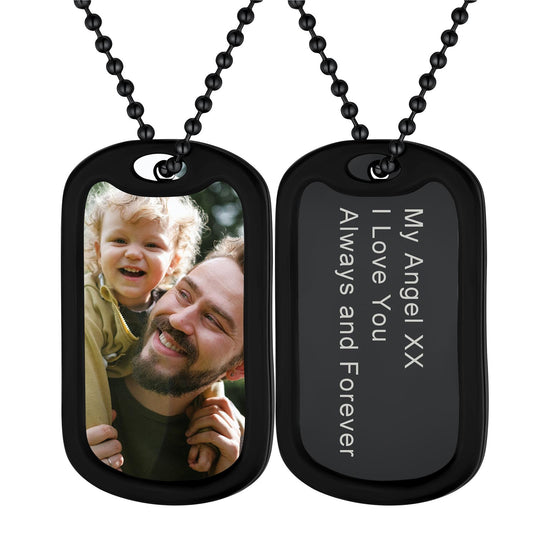 Personalized Dog Tag Photo Necklace for Men Women