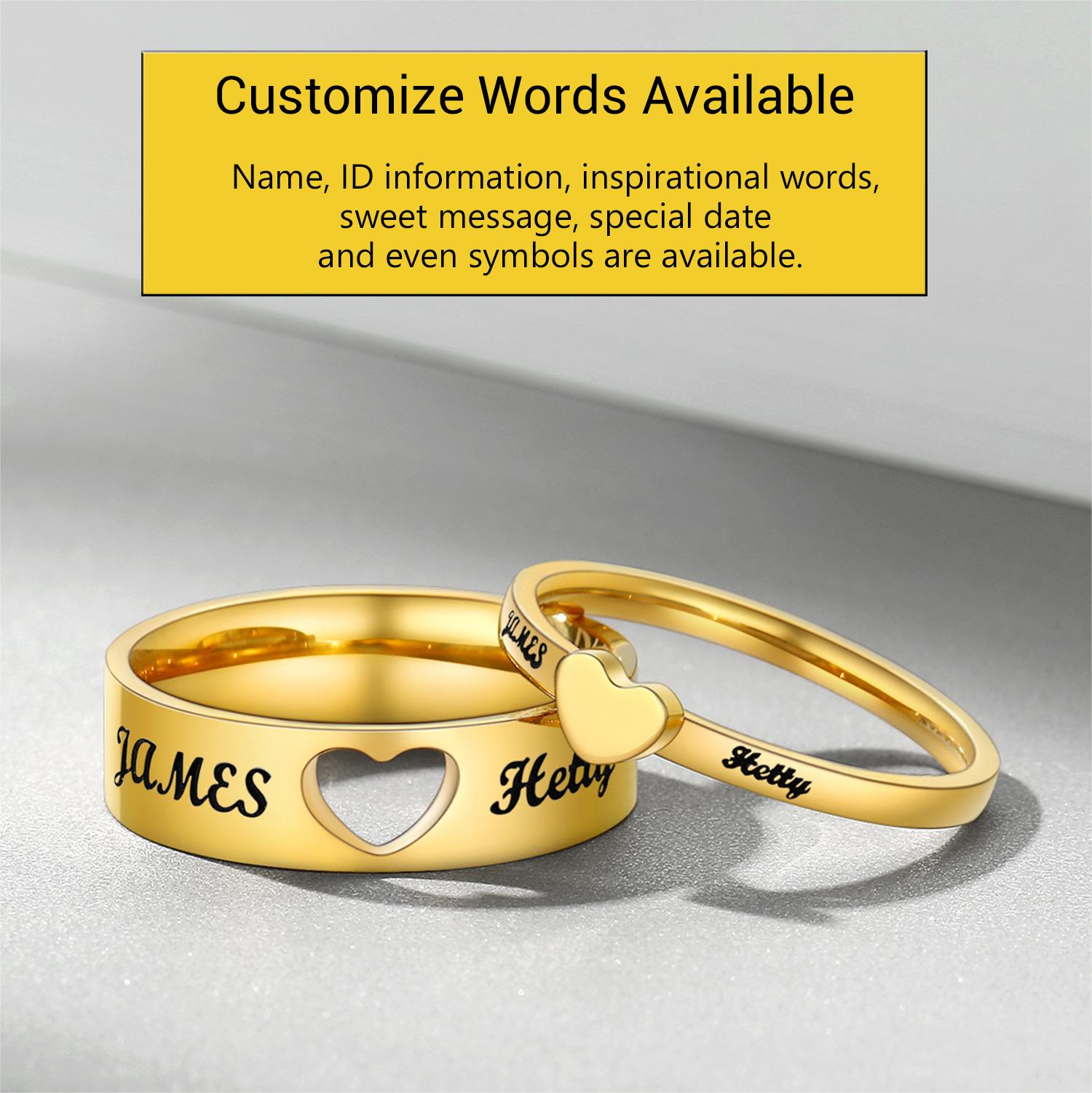 Customized Couples Rings, Personalized Rings, Stamped Rings, Engraved  Personalized Couples Ring, Name Ring, Couple Ring Set - Etsy