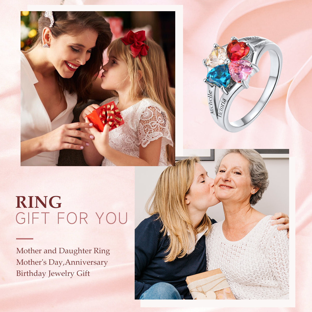 Sterling Silver Personalized Birthstone Rings For Women