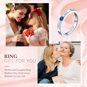 Sterling Silver Custom Mothers Birthstone Rings For Women