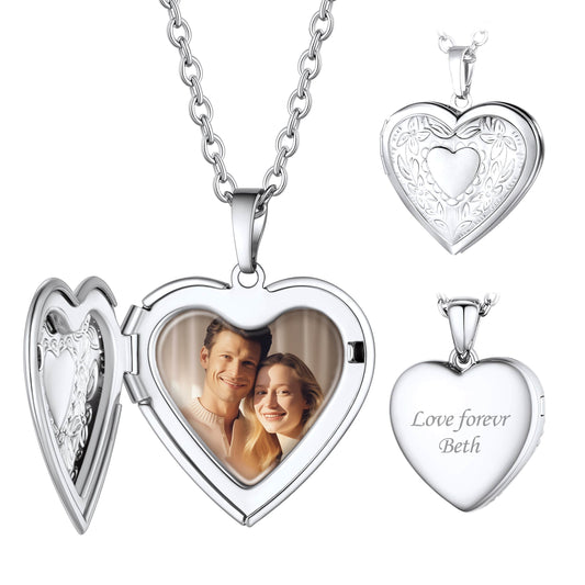 Personalized Picture Necklace Heart Flower Locket