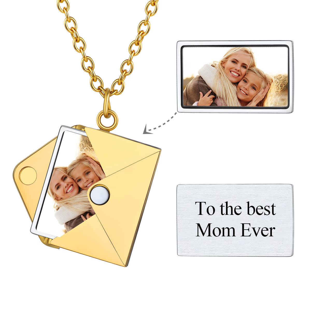 Personalized Envelope Locket Necklace Gold Plated