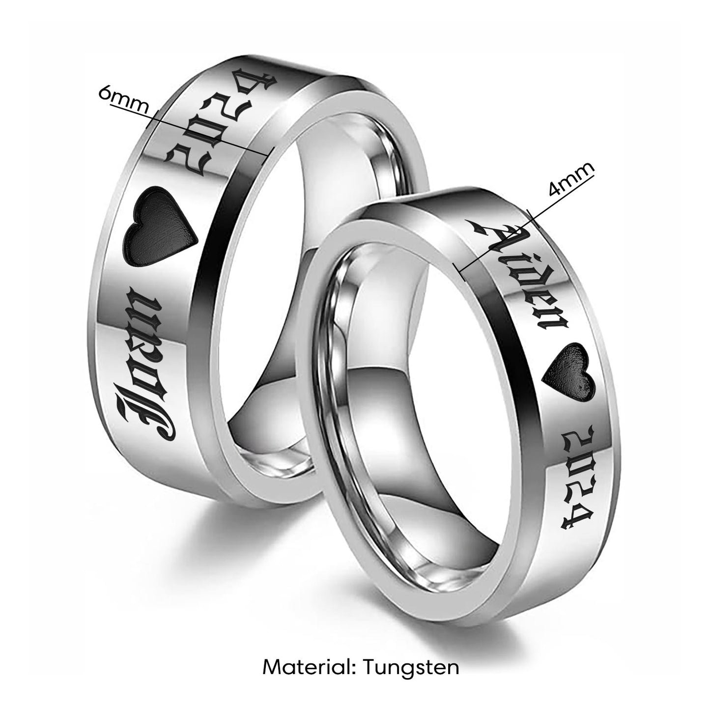 Personalized Engraved Name Matching Promise Band Rings for Couple