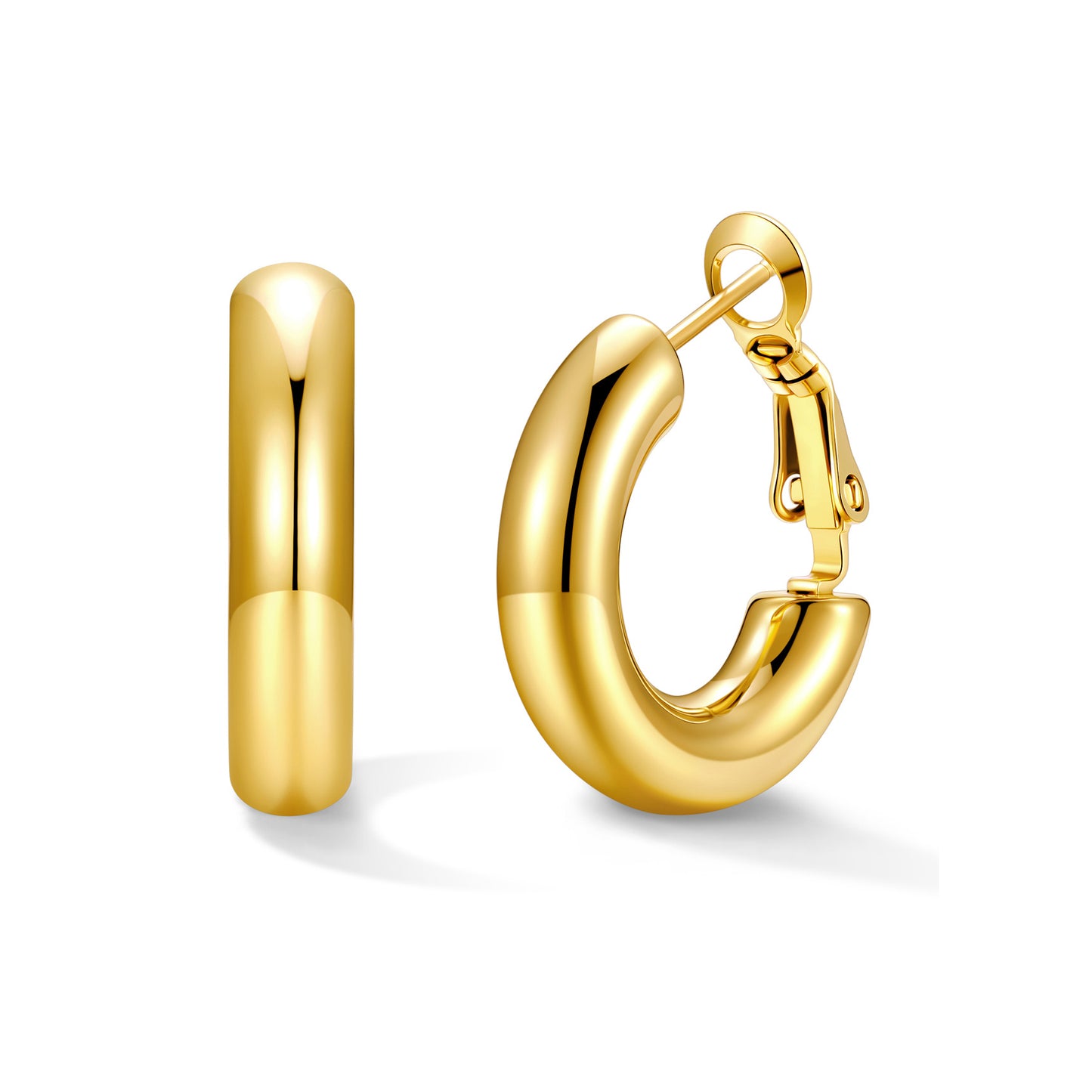 20mm Gold hoop earrings on a white background