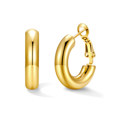 20mm Gold hoop earrings on a white background