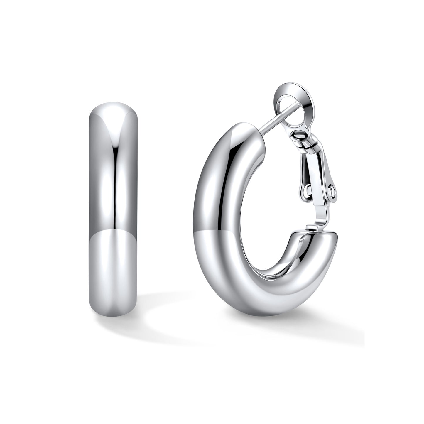 20mm Silver hoop earrings on a white background