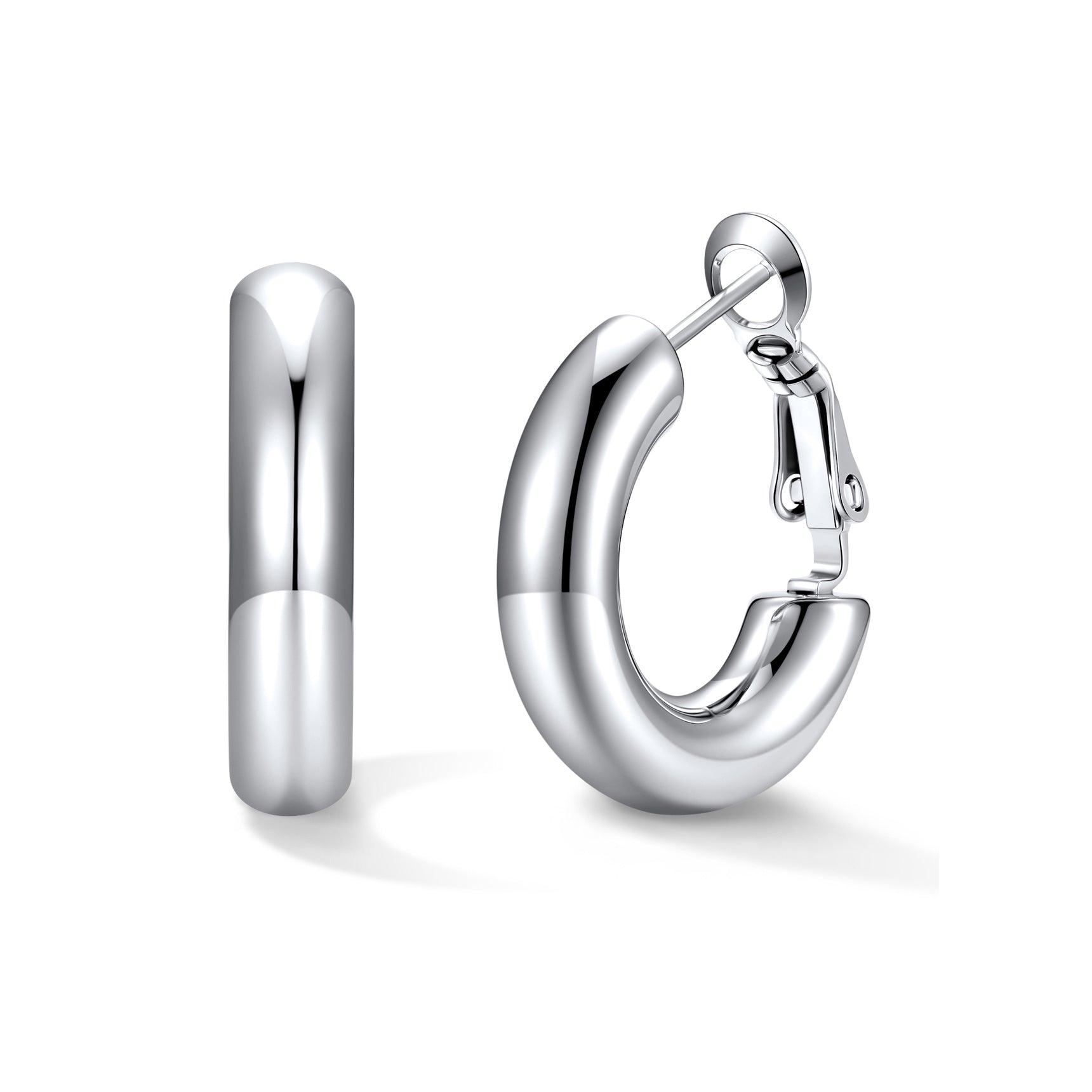 20mm Silver hoop earrings on a white background