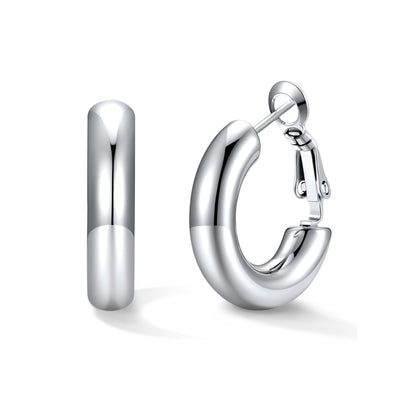 20mm Silver hoop earrings on a white background
