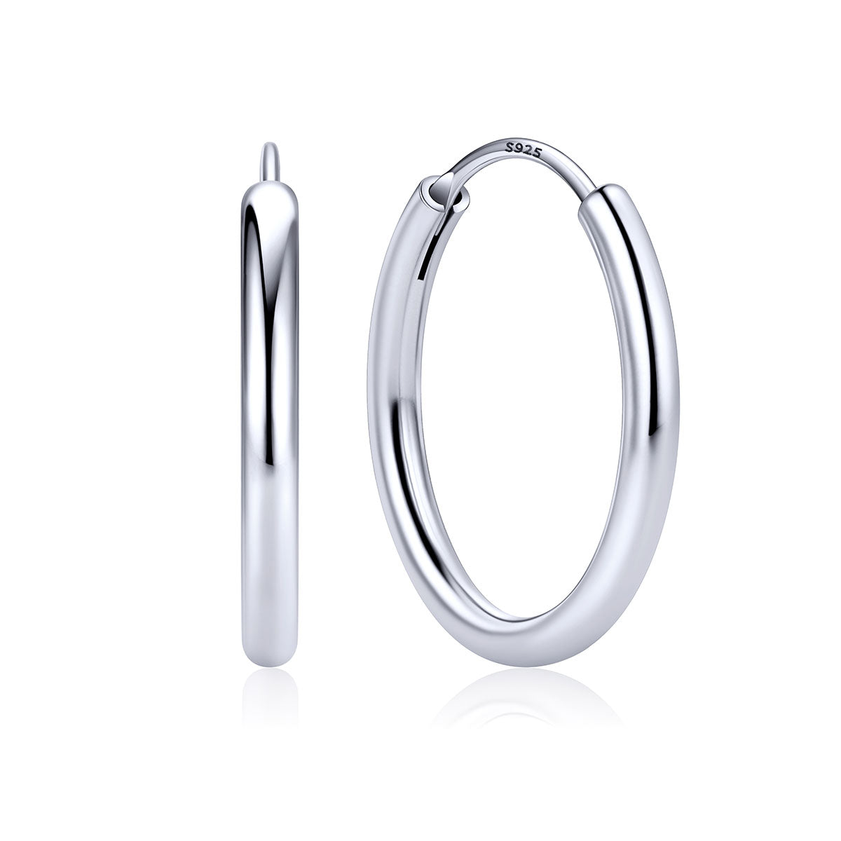 20mm hoop earrings on a white background