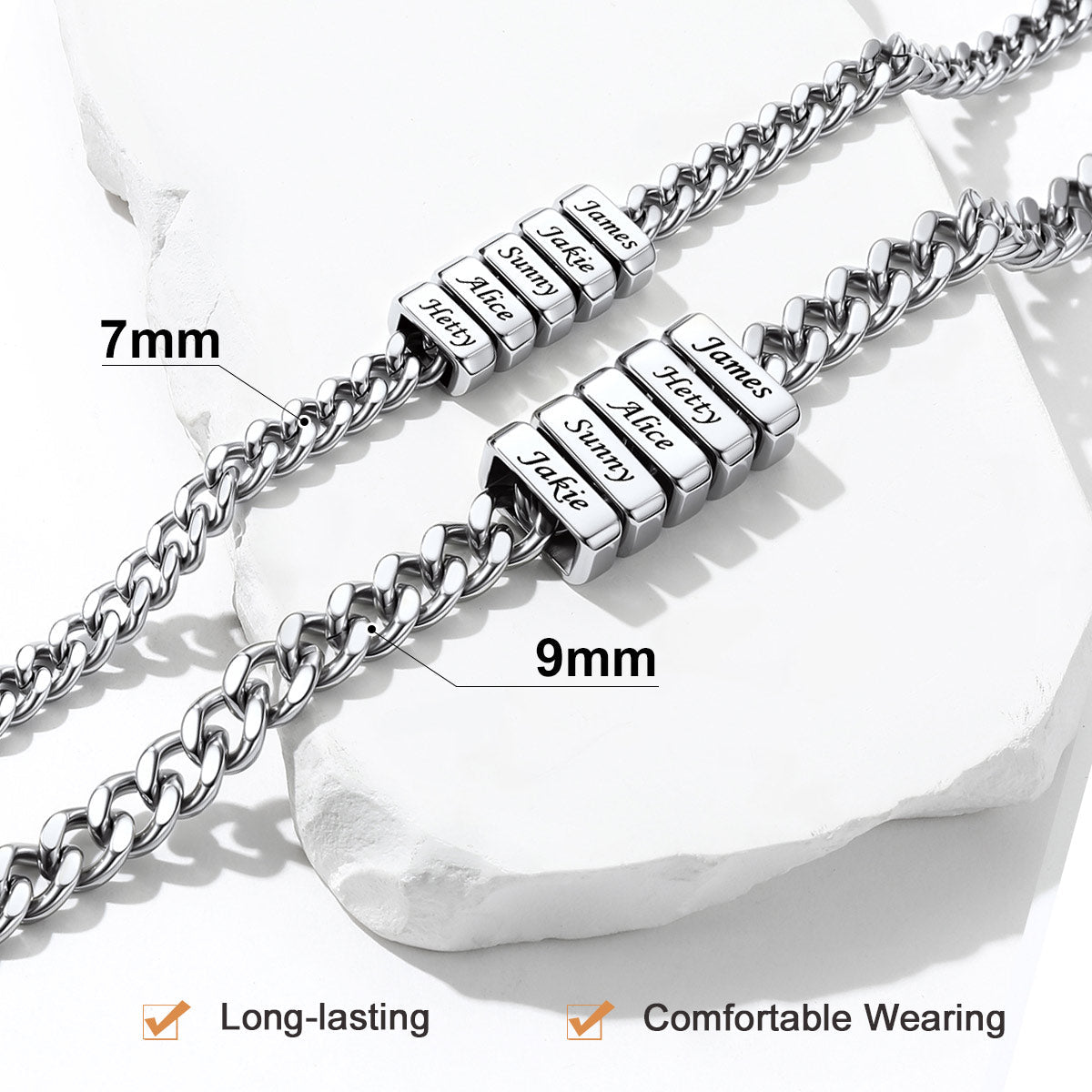 Custom Engraved Charm Multi Name Cuban Link Necklace