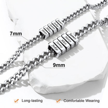 Custom Engraved Charm Multi Name Cuban Link Necklace