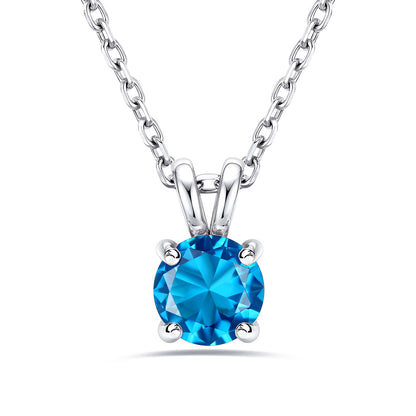 2CT Solitaire December Birthstone Necklace For Women on a white background