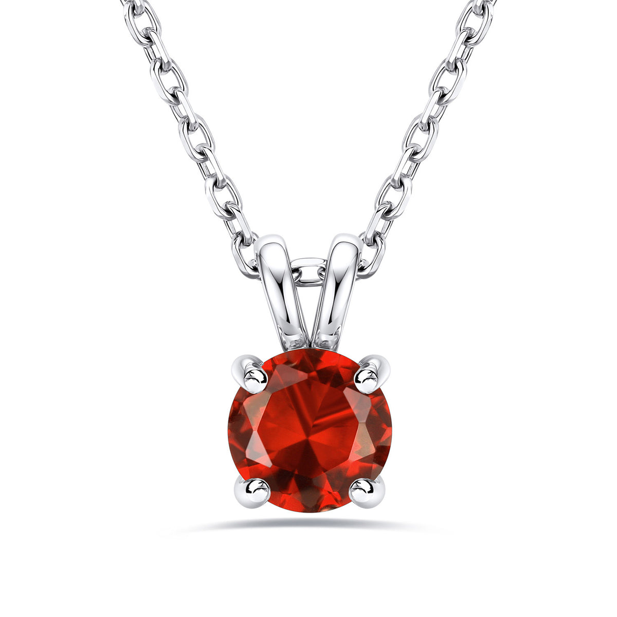 2CT Solitaire July Birthstone Necklace For Women on a white background
