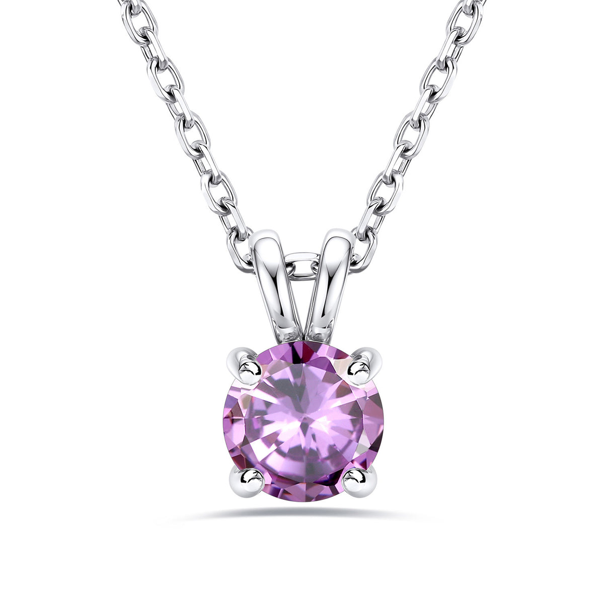 2CT Solitaire June Birthstone Necklace For Women on a white background