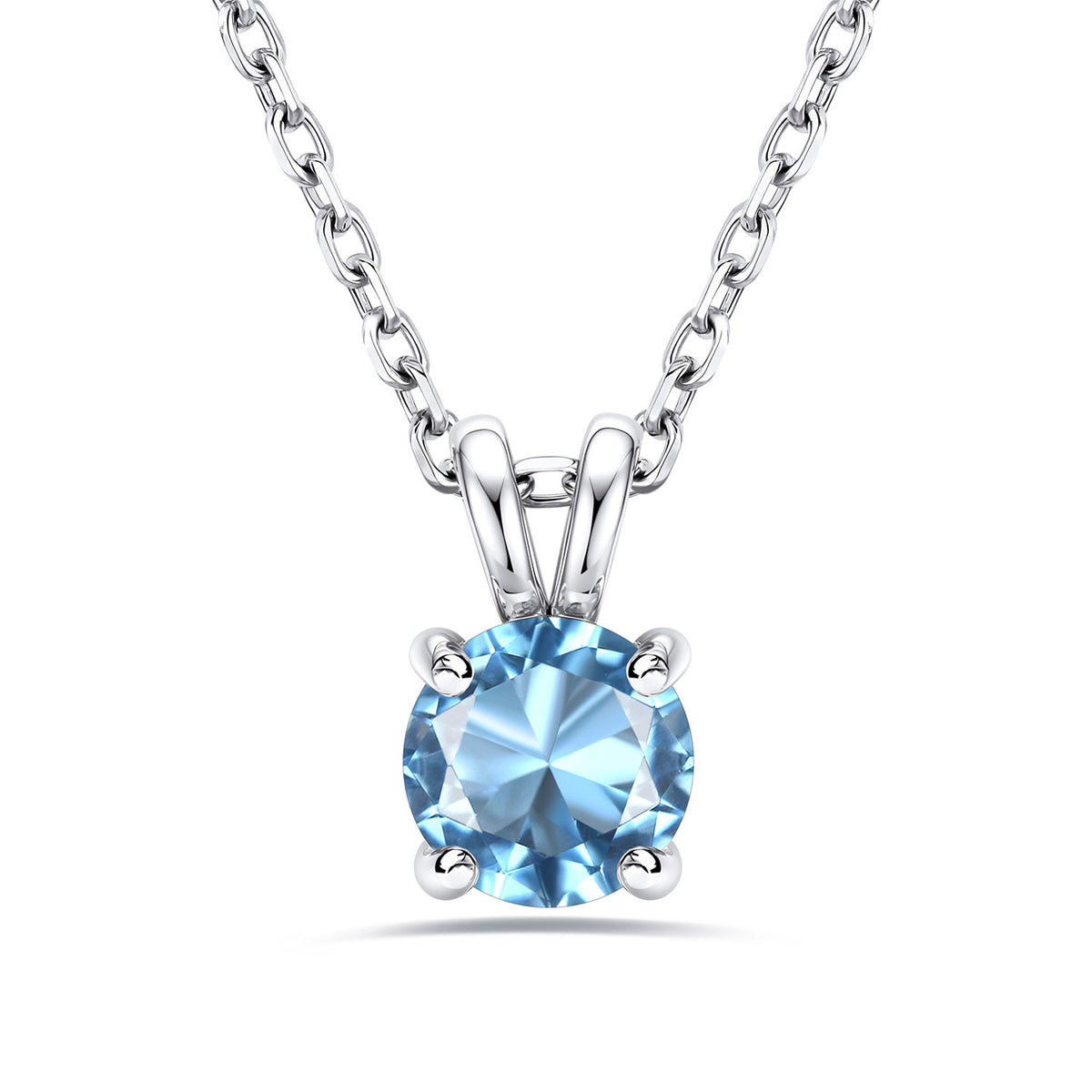 2CT Solitaire March Birthstone Necklace For Women on a white background