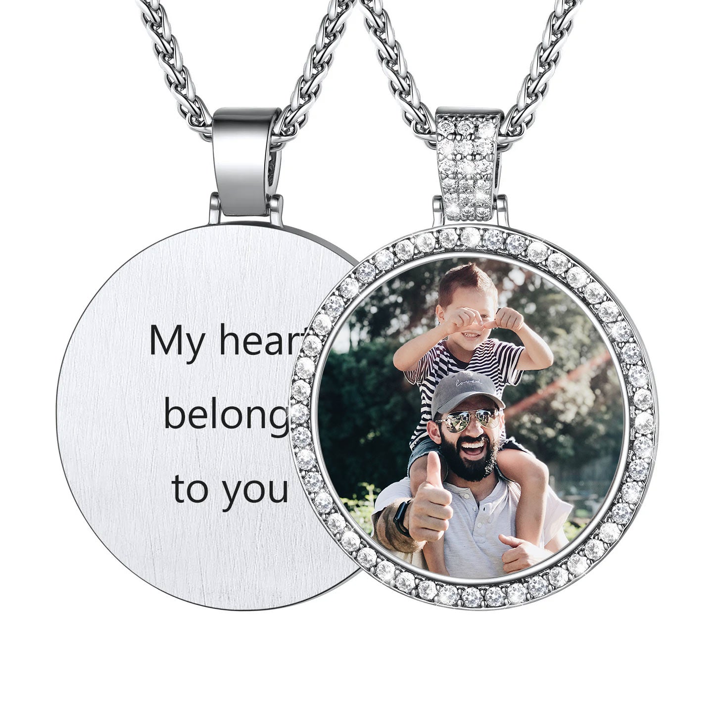 Custom CZ Picture Pendant Necklace