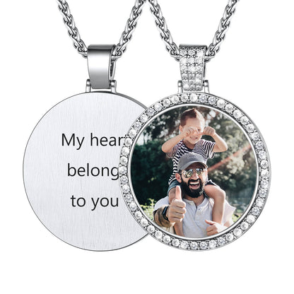 Custom CZ Picture Pendant Necklace